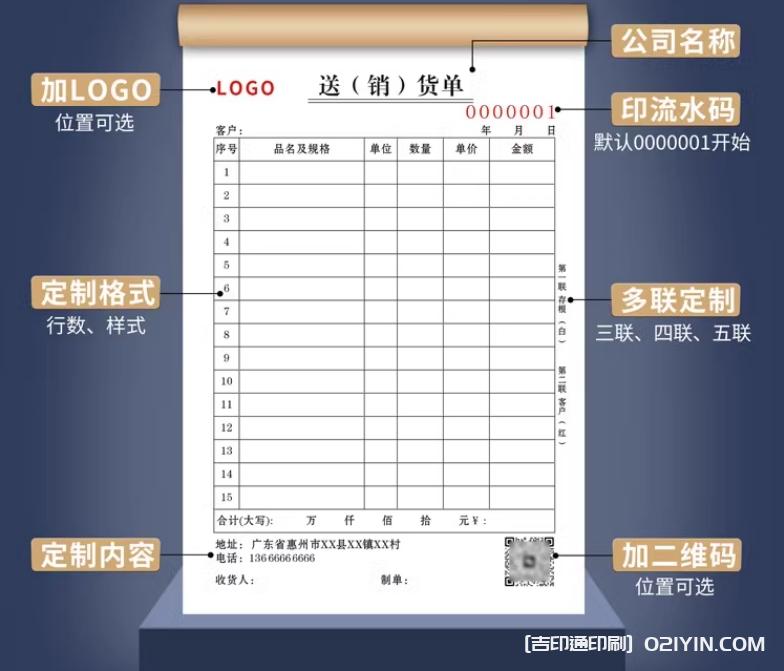 二聯銷售銷貨無碳復寫聯單定制  第3張
